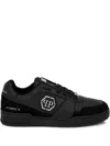 Philipp Plein X P-force Leather Low-top Trainers In Black