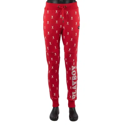 Pre-owned Philipp Plein X Playboy Crystals Sweatpants Jogging Trousers Pants Red White