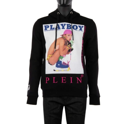 Pre-owned Philipp Plein X Playboy Julie Clark Skategirl Print Hoodie Sweater Black 08365