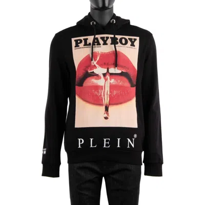 Pre-owned Philipp Plein X Playboy Lips Cover And Logo Printed Hoody Black Red 08362