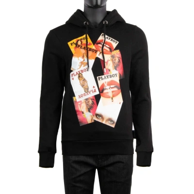 Pre-owned Philipp Plein X Playboy Magazines Cover Print Cotton Hoodie Sweater Black 08363
