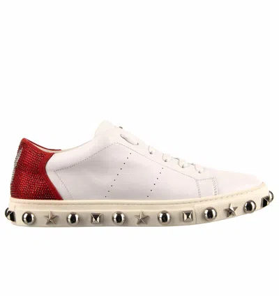Pre-owned Philipp Plein X Playboy Studded Crystals Low-top Sneaker Shoes White Red 08532
