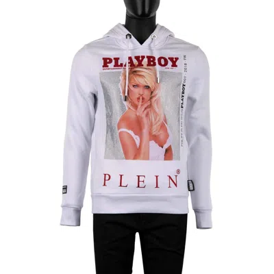 Pre-owned Philipp Plein X Playboy Victoria Silvstedt Crystals Logo Hoodie Sweater White