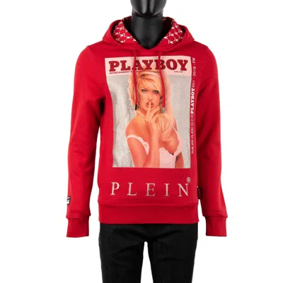Pre-owned Philipp Plein X Playboy Victoria Silvstedt Hoodie Sweater Crystals Red 08359
