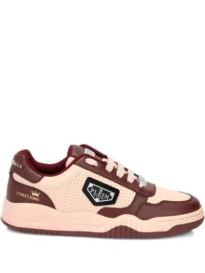 Philipp Plein X Street King Perforated Leather Low-top Trainers In Brown