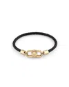 Philipp Plein Yellow Gold Leather Bracelet Plein Edge In Gold