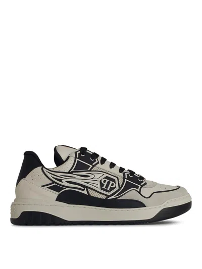 PHILIPP PLEIN HEXAGON WHITE LEATHER SNEAKERS