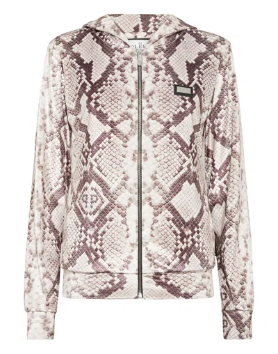 Philipp Plein Zip Hoodie All-over Python In Animal Print