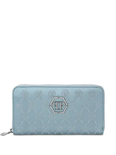 Philipp Plein Zip-around Wallet In Blue