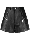 Philipp Plein Zipper-detail Leather Shorts In Black