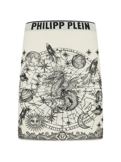 Philipp Plein Zodiac-print Knitted Mini Skirt In Multi