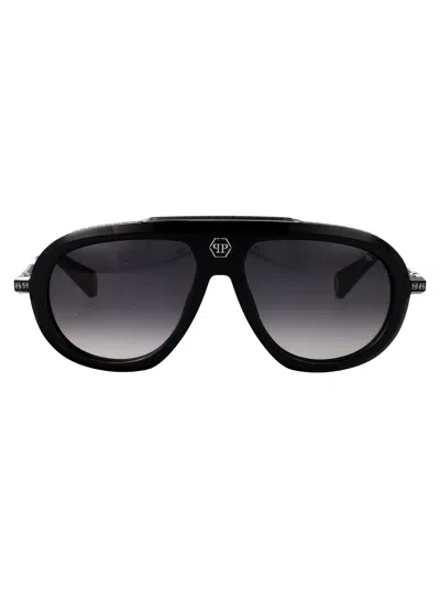 Philipp Plein Aviator Sunglasses Spp151 V 700 Y In Black