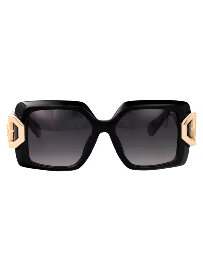 Philipp Plein Geometric Sunglasses Spp159 0700 In Black
