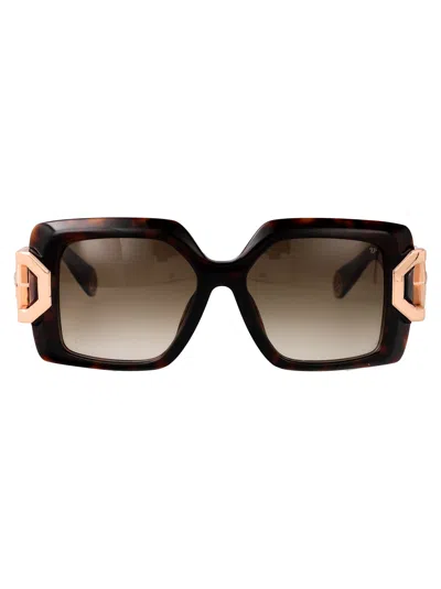 Philipp Plein Geometric Sunglasses Spp159 0722 In Brown
