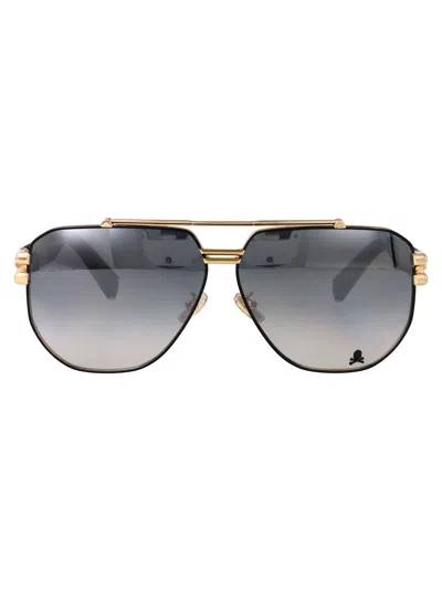 Philipp Plein Geometric Sunglasses Spp185 V 302 X In Gold