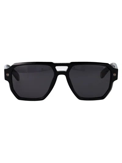 Philipp Plein Geometric Sunglasses Spp200 V 0700 In Black