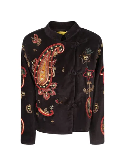Philippa 1970 Angela Paisley-embroidered Velvet Jacket In Black