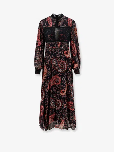 Philippa 1970 Elin Viscose Dress With Multicolor Print In Black