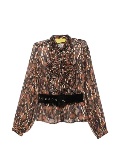 Philippa 1970 Eliza Ruffled Shirt In Brown