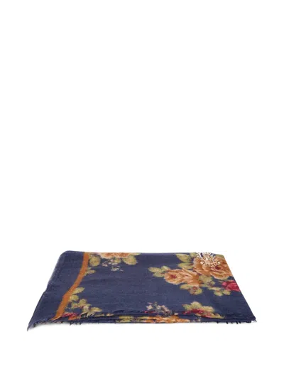 Philippa 1970 Floral-print Sequin-embellished Scarf In Blue