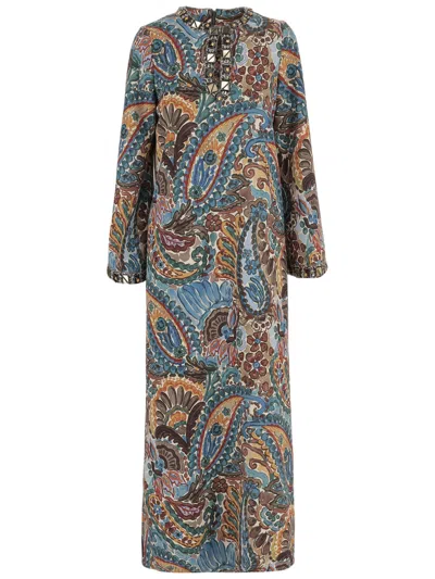 Philippa 1970 Remi Dress With Damask Floral Print In Multi