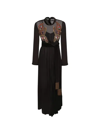 Philippa 1970 Semi-sheer Paisley-embroidery Maxi Dress In Black