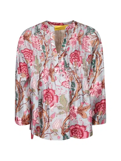 Philippa 1970 Stella Floral-print Pleated Blouse In Multi
