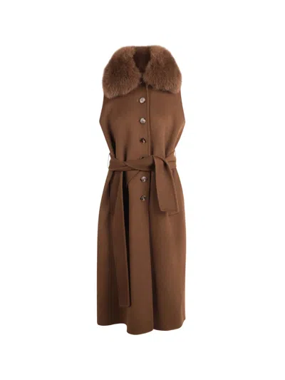 Philippa 1970 Zoa Faux-fur Collar Coat In Brown