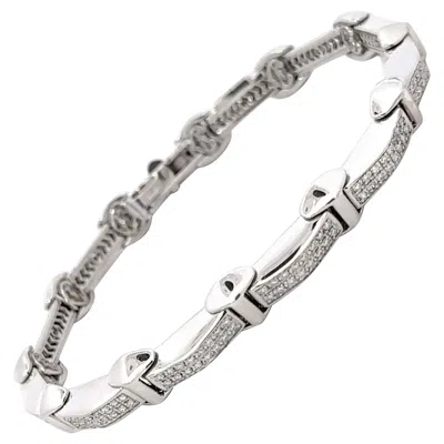 Pre-owned Philippe Charriol Sectional Diamond Bracelet 18k White Gold