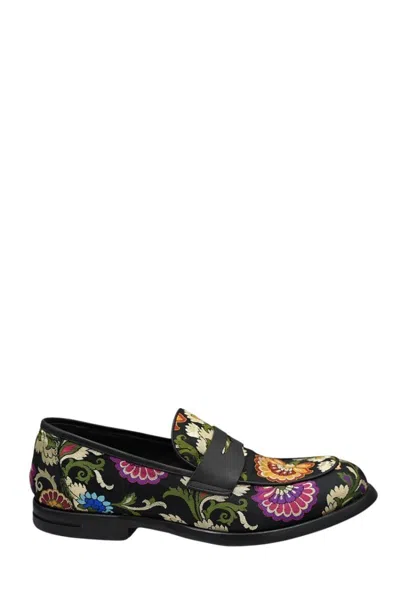 Philippe Lang Floral Loafers In Black