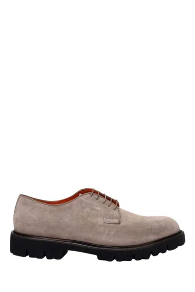 Philippe Lang Lace Up Leather Loafers In Pink