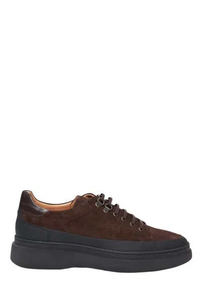 Philippe Lang Lace Up Leather Sneakers In Black