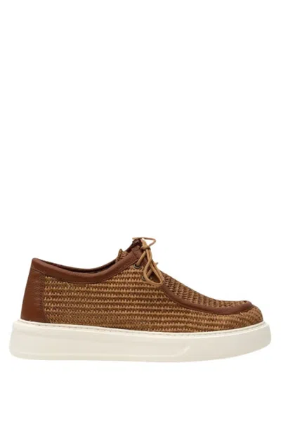 Philippe Lang Raffia Lace-up Sneakers