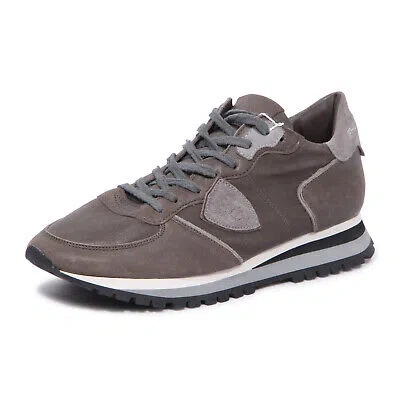 Pre-owned Philippe Model 0622au Sneaker Uomo  Man Vintage Effect Shoes Brown/grey In Marrone