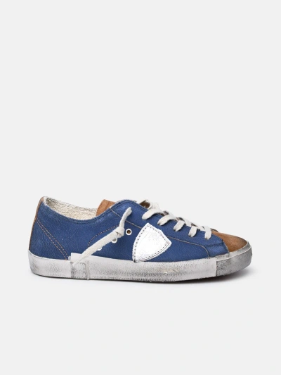 Philippe Model Blue Leather Sneakers