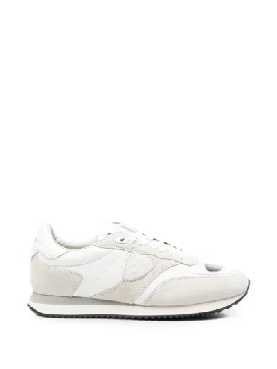 Philippe Model Blville Panelled Leather Sneakers In White