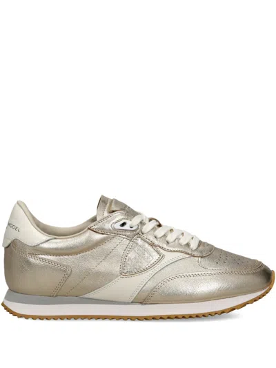 Philippe Model Blville Perforated Low Trainer In Gold