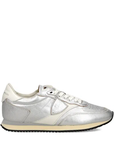 Philippe Model Blville Perforated Panelled Trainers In Silver