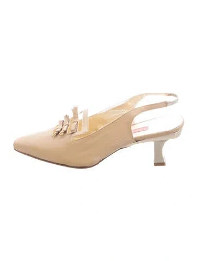 Pre-owned Philippe Model Bow Accents Slingback Pumps In Neutrals