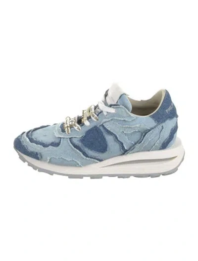 Pre-owned Philippe Model Denim Colorblock Pattern Sneakers In Blue