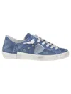 Philippe Model Denim-texture Low-top Sneakers With Distressed Finish