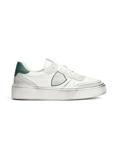 Philippe Model Kids' Distressed Leather Sneakers In White