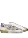 Philippe Model Distressed Leather Sneakers In White