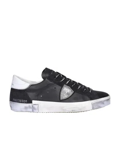 Philippe Model Distressed Low-top Trainers In Black