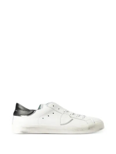 Philippe Model Kids' Distressed-effect Logo-patch Sneakers In White