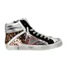 Philippe Model Elegant Gray Leather Sneakers With Sequin Details