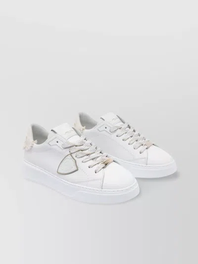 Philippe Model Fringe Leather Low Top Sneakers In White