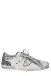 Philippe Model Glitter Embellished Lace-up Sneakers In Leo Glitter Blanc