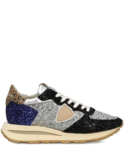 Philippe Model Glitter Leopard Trainers In Black