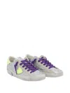 Philippe Model Silver Glitter Low-top Sneakers With Neon Accents In Multi